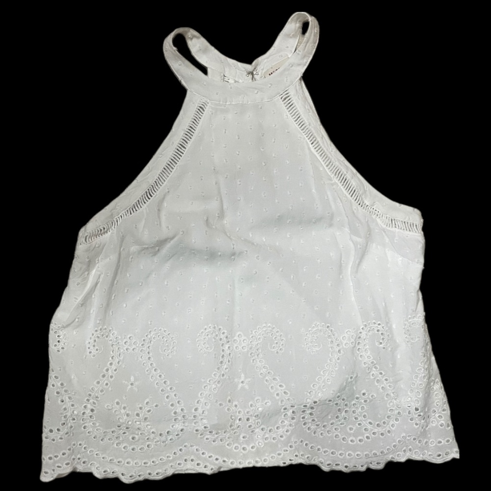 Mossimo Supply CO. White Tank Top with Eyelet Details Size M - Picture 2 of 11